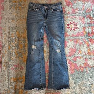 Old Navy High-Rise Flare Distressed Jeans - Classic Blue